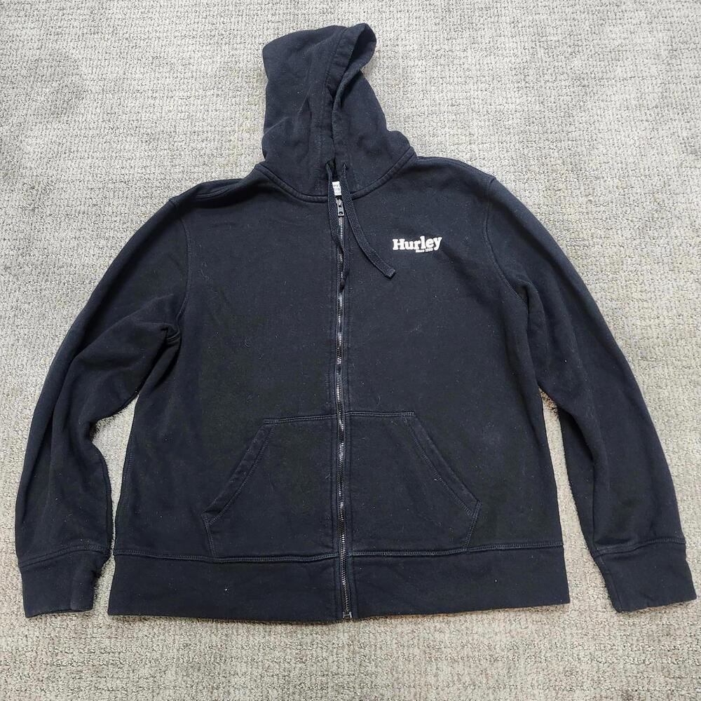 Hurley Hoodie Men’s Black Long Sleeve Full Zip Size Large